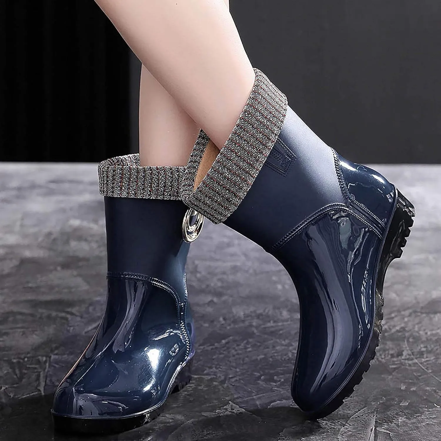 AMDBEL Rain Boots For Women, Women's Mid Calf Rain Boots Waterproof Garden Rain Shoes Anti-Slipping Rainboots for Ladies
