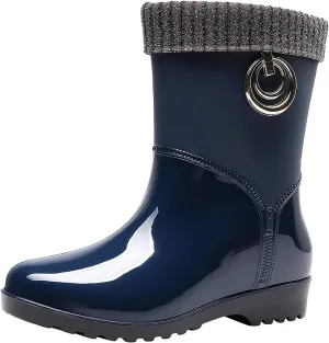 AMDBEL Rain Boots For Women, Women's Mid Calf Rain Boots Waterproof Garden Rain Shoes Anti-Slipping Rainboots for Ladies