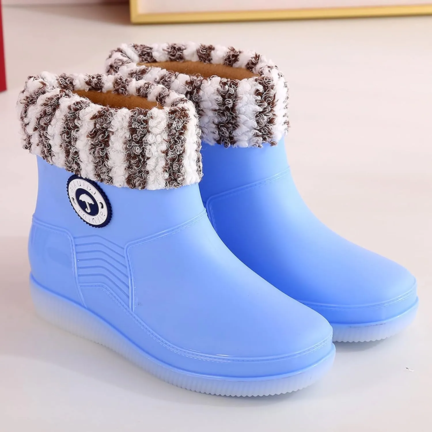 AMDBEL Rain Boots For Women, Women's Mid Calf Rain Boots Waterproof Garden Rain Shoes Anti-Slipping Rainboots for Ladies