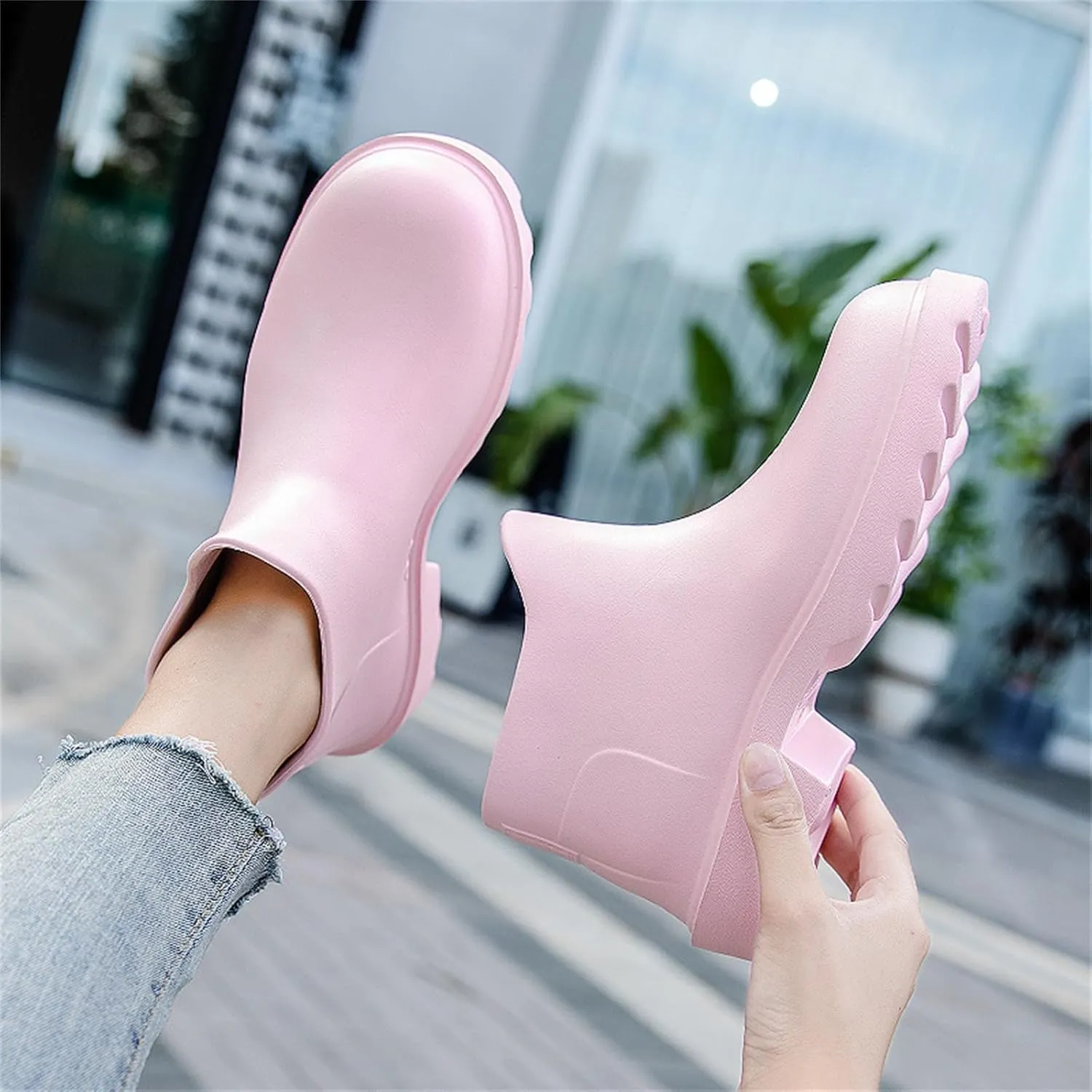 Ankle Rain Boots for Women Waterproof Fashion Short Tube Water Proof Non Slip Rain Boots Non Slip Fishing Shoes