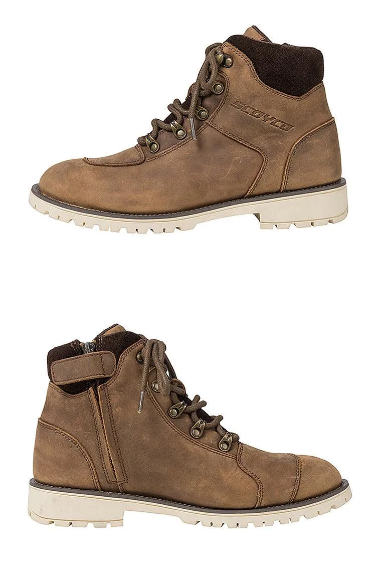 Anti-Drop Protection Retro Motorcycle Cowhide Boots
