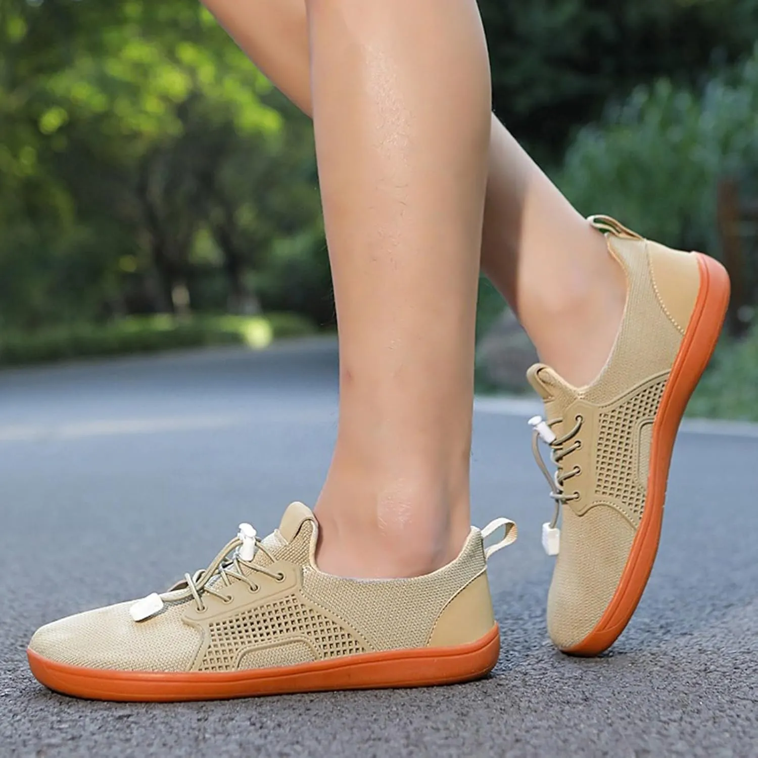 Arch Support Orthopedic Sneakers for Women Breathable Zero Drop Adjustable Barefoot Shoes Fly Woven Mesh Shoe