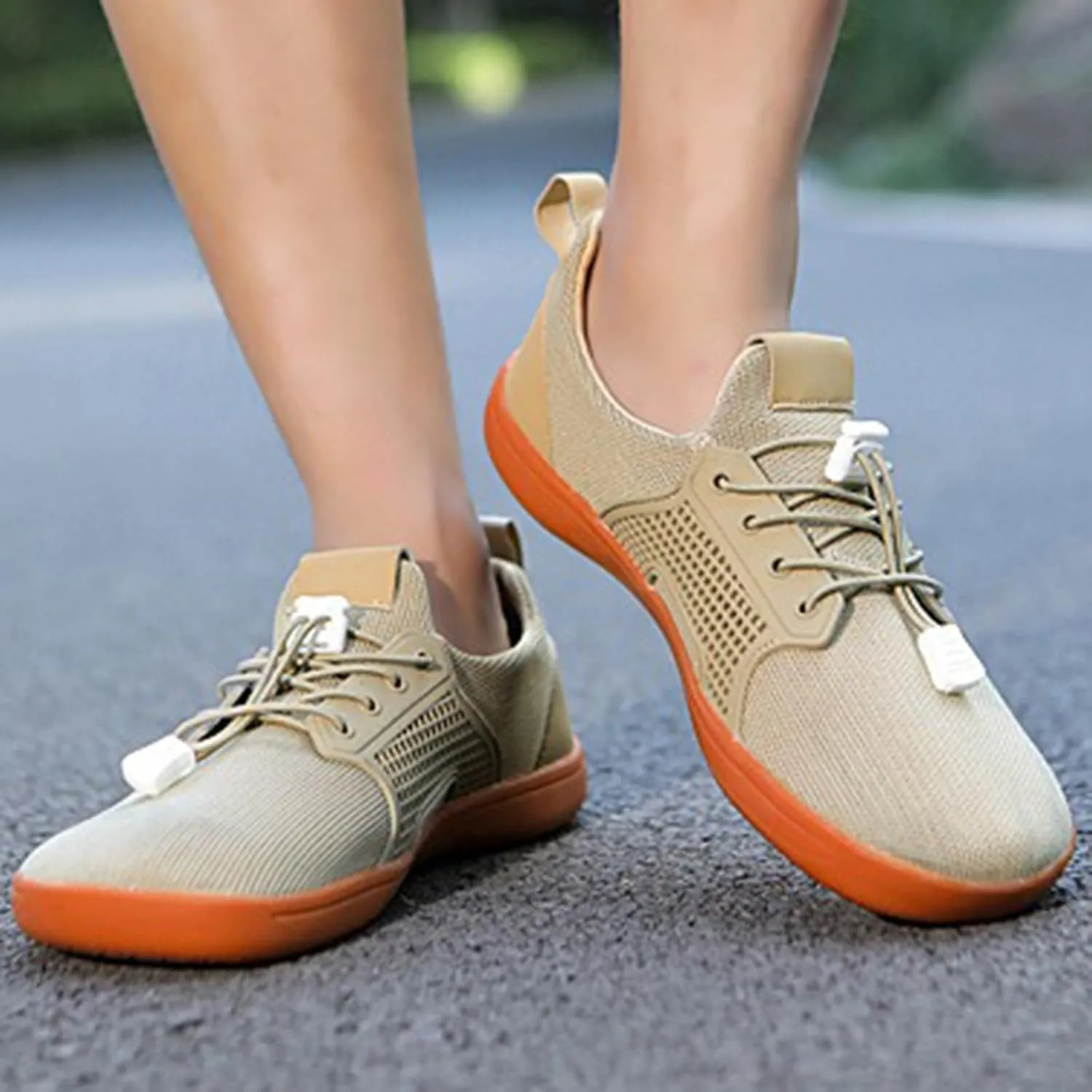 Arch Support Orthopedic Sneakers for Women Breathable Zero Drop Adjustable Barefoot Shoes Fly Woven Mesh Shoe