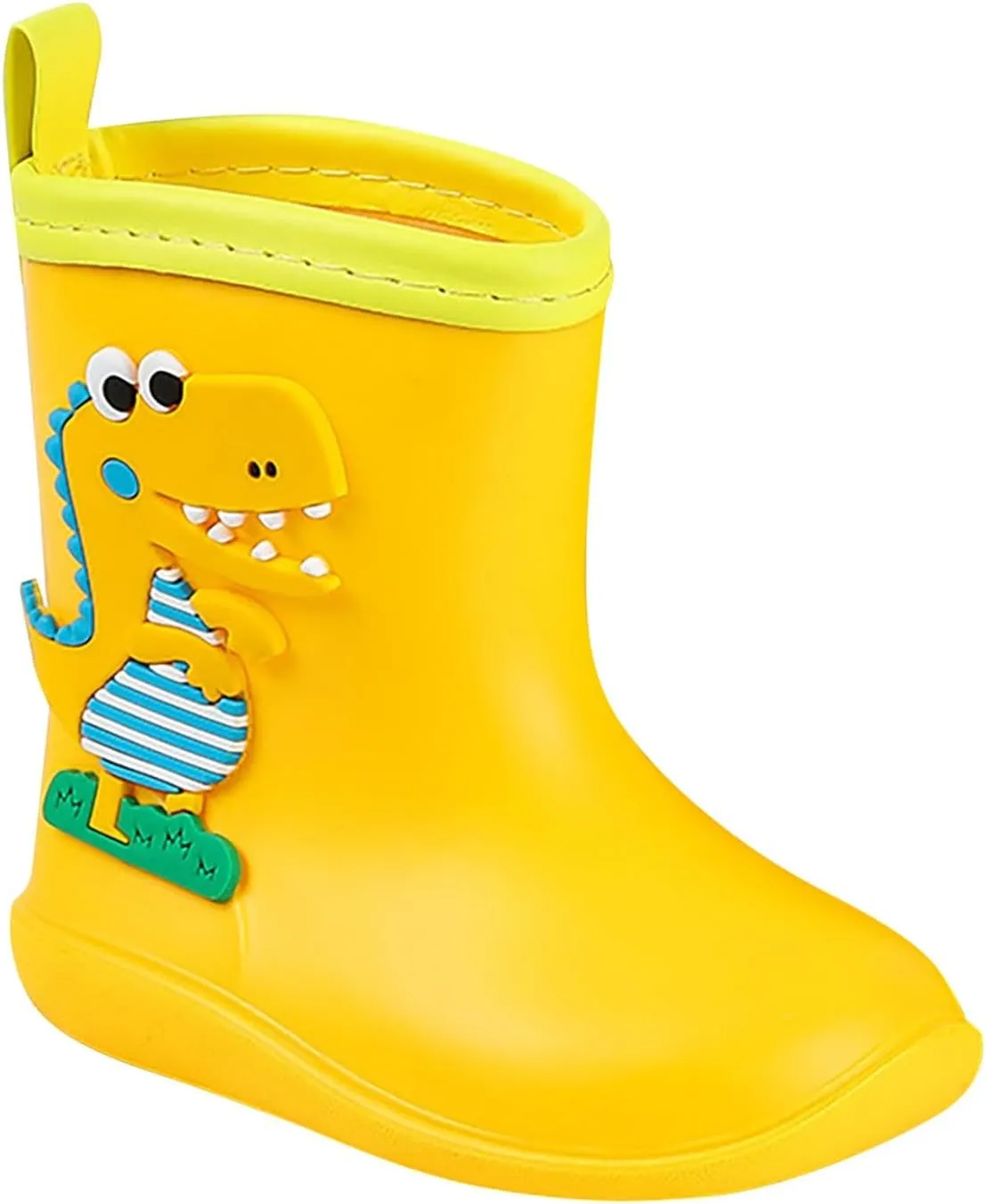 Baby Kids Easy On Rain Shoes Boots for Toddler Little Kid Dinosaur Print Rainboots Waterproof Rubber Boots Non Slip