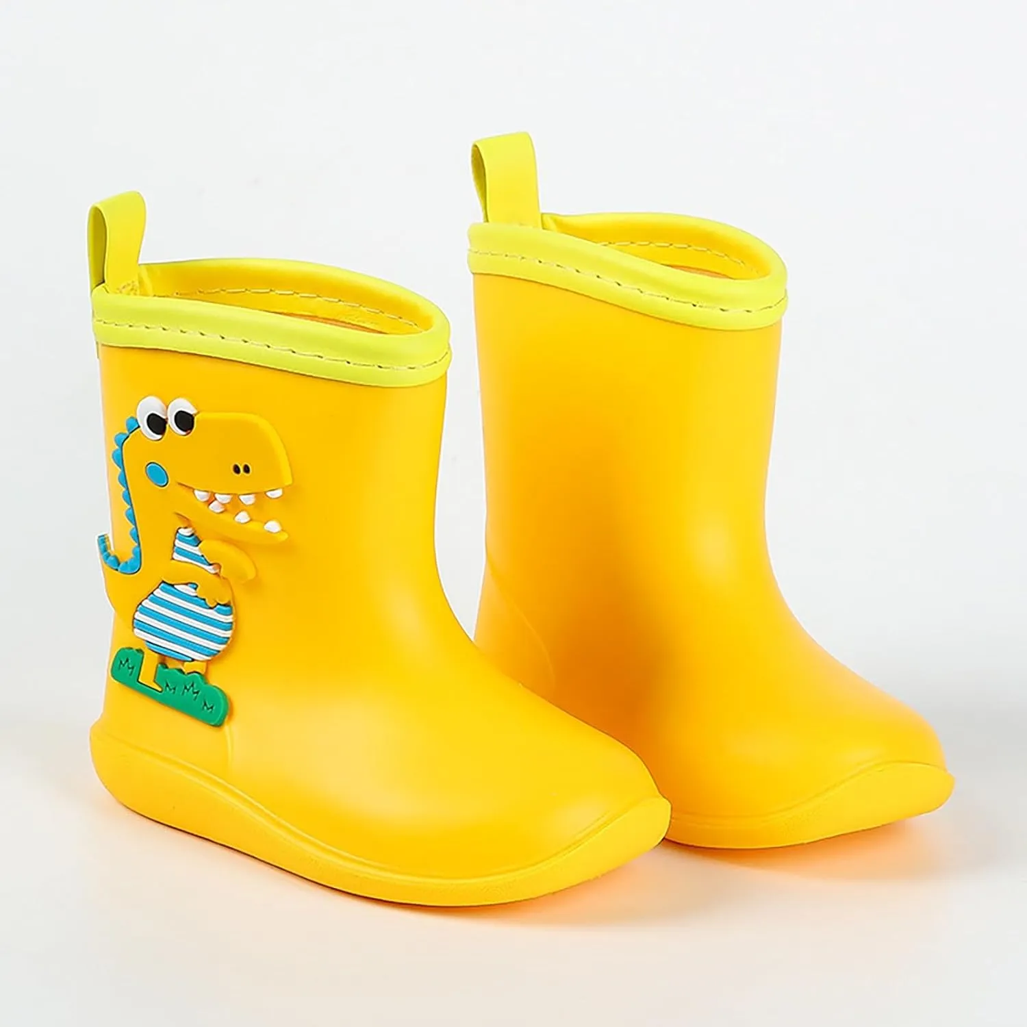 Baby Kids Easy On Rain Shoes Boots for Toddler Little Kid Dinosaur Print Rainboots Waterproof Rubber Boots Non Slip