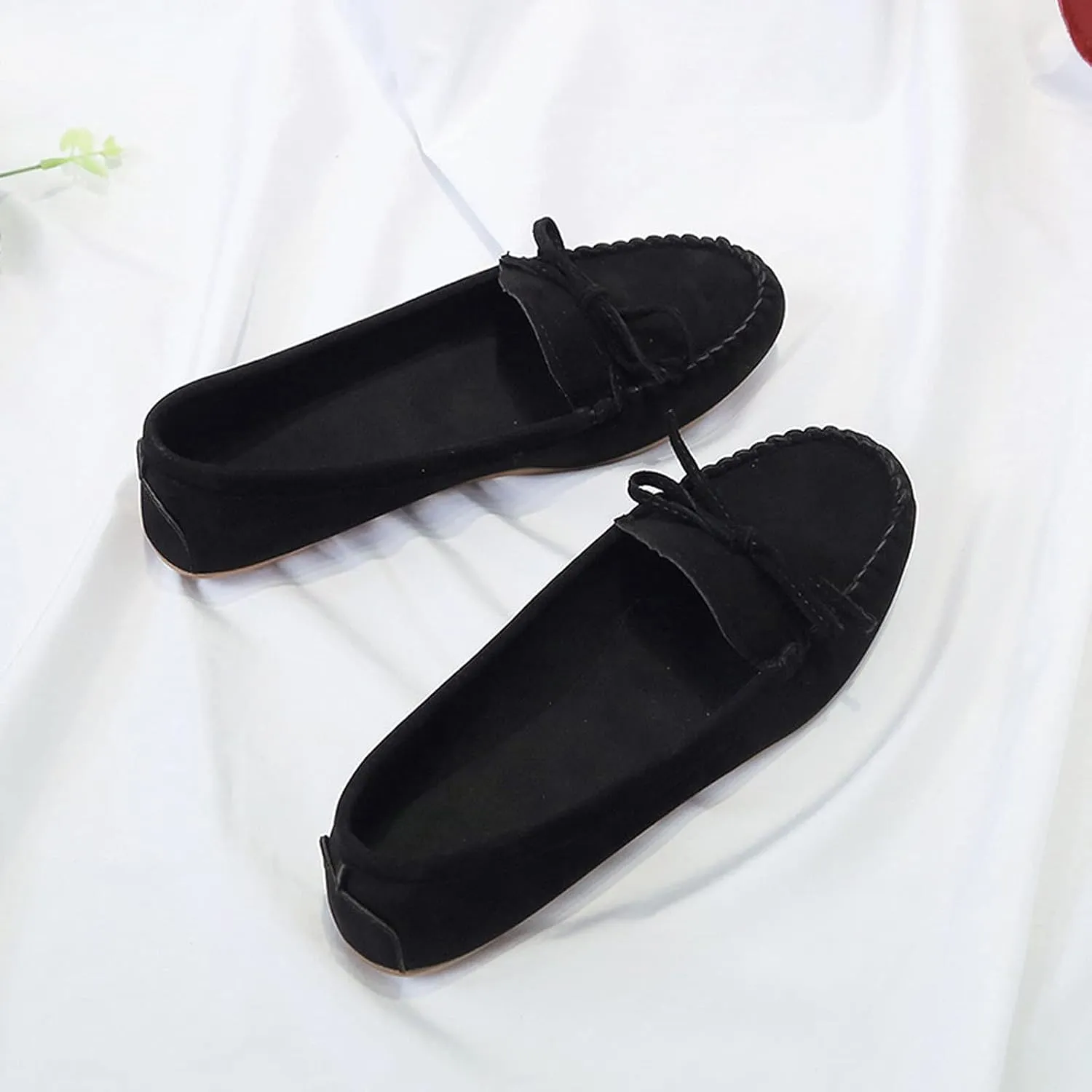 Ballet Flats for Women Round Toe Suede Loafers Slip On Dress Shoes Comfortable Business Shoes Flat Office Shoes