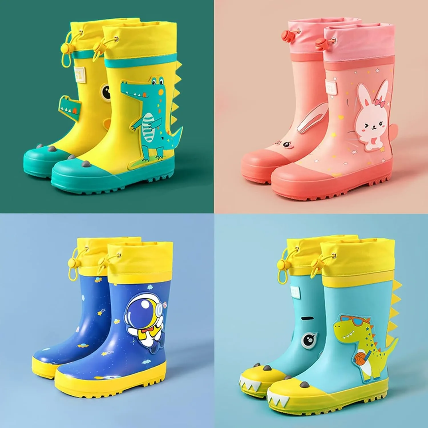 Big Boys Rain Boots Spac Toddler Kids Rain Boots Waterproo Rubber Boots For Girls Boys With Astronaut Patterns