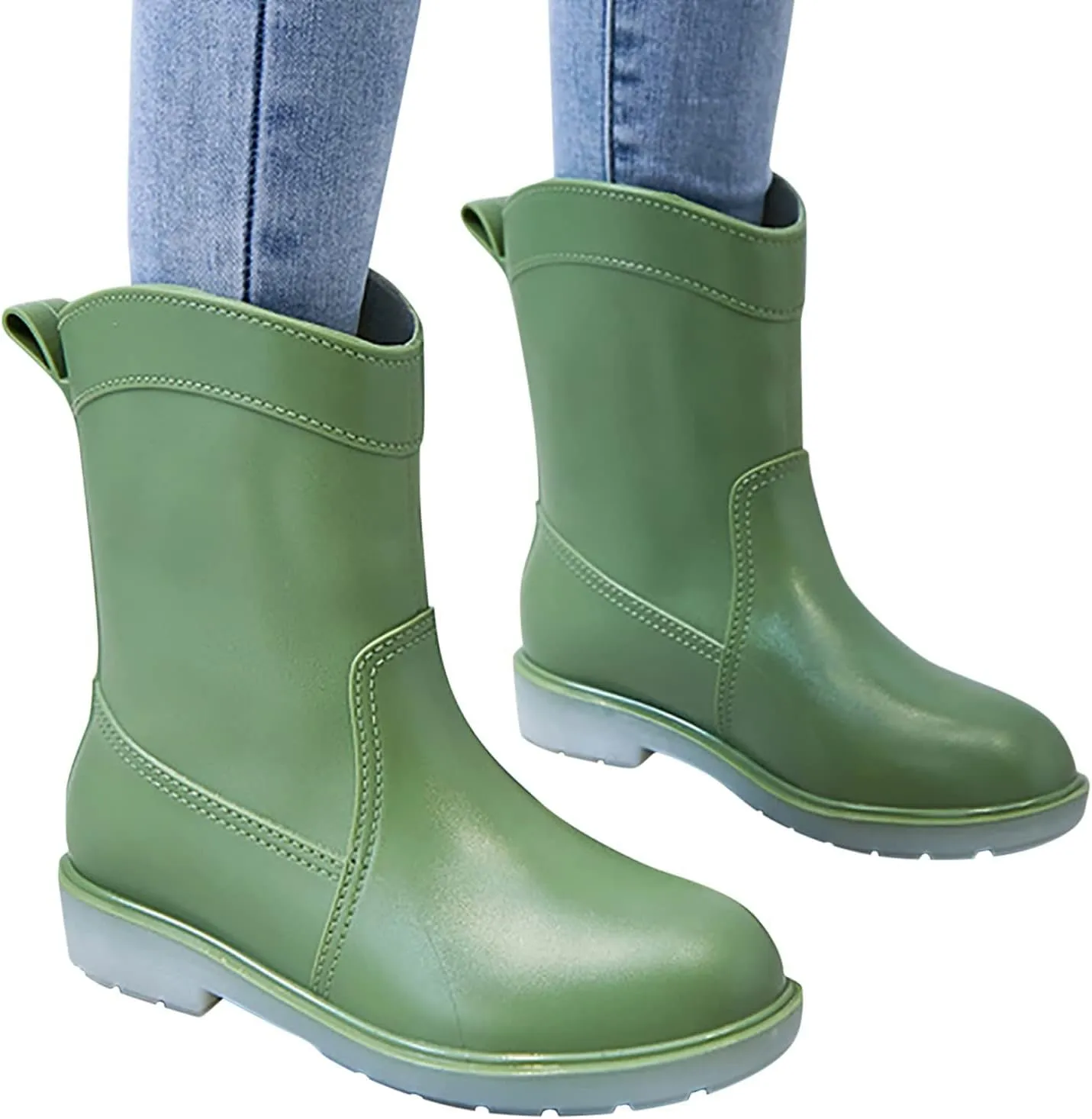 BORAMAX Tall rain Boots for Women and Waterproof Garden Shoes, Anti-Slipping Rainboots for Ladies Stylish Light Car Wash Footwear for Lawn Care, Gardening