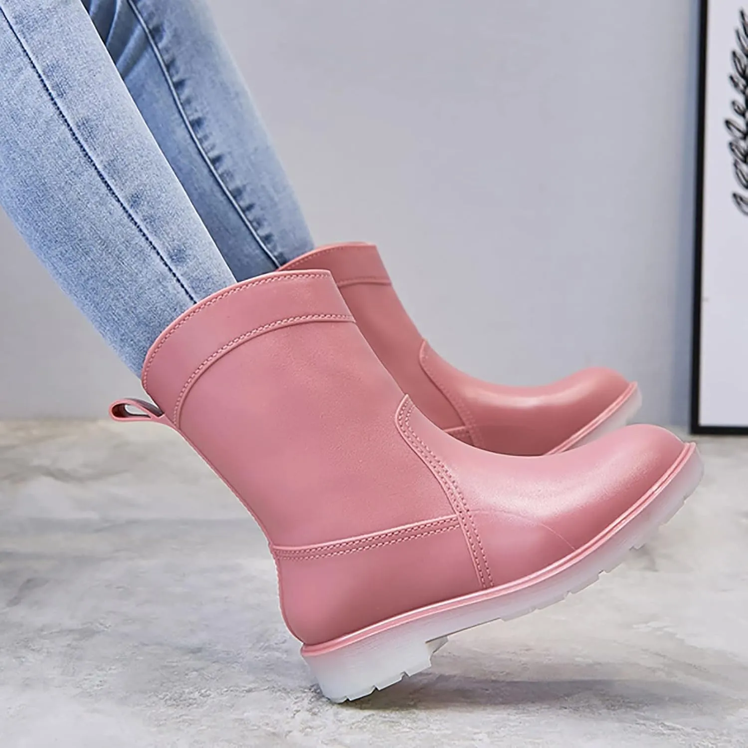BORAMAX Tall rain Boots for Women and Waterproof Garden Shoes, Anti-Slipping Rainboots for Ladies Stylish Light Car Wash Footwear for Lawn Care, Gardening