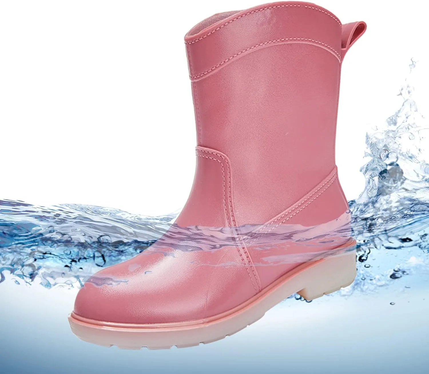 BORAMAX Tall rain Boots for Women and Waterproof Garden Shoes, Anti-Slipping Rainboots for Ladies Stylish Light Car Wash Footwear for Lawn Care, Gardening