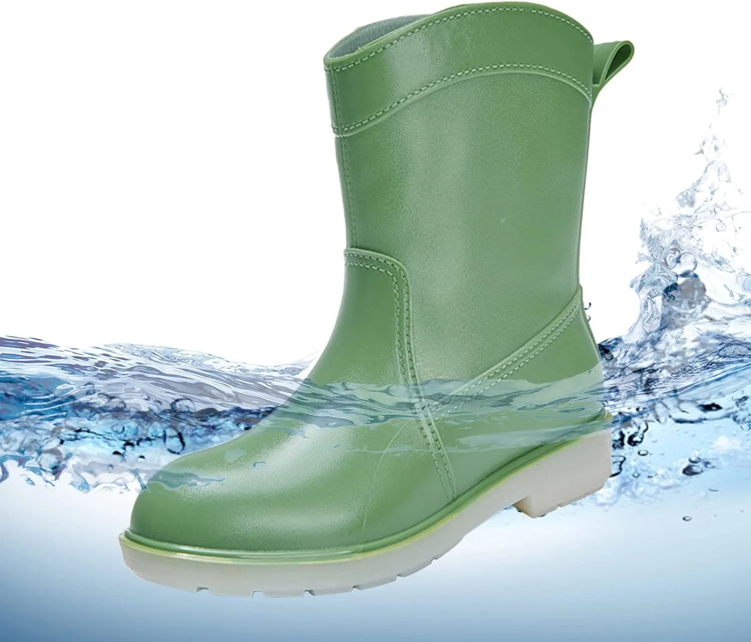 BORAMAX Tall rain Boots for Women and Waterproof Garden Shoes, Anti-Slipping Rainboots for Ladies Stylish Light Car Wash Footwear for Lawn Care, Gardening