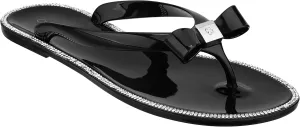 CLOVERLAY Womens Jelly Sandals Rhinestone Bowtie Flip Flops Beach Slide Flat Sandals