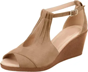 Comfort Foam Peep Toe Wedge Sandals Summer High Heel Fishmouth Arch Wedges Comfortable Adjustable Straps Flat Sandal Wedding Dressy Breathable Beach Fashion Trendy Shoes