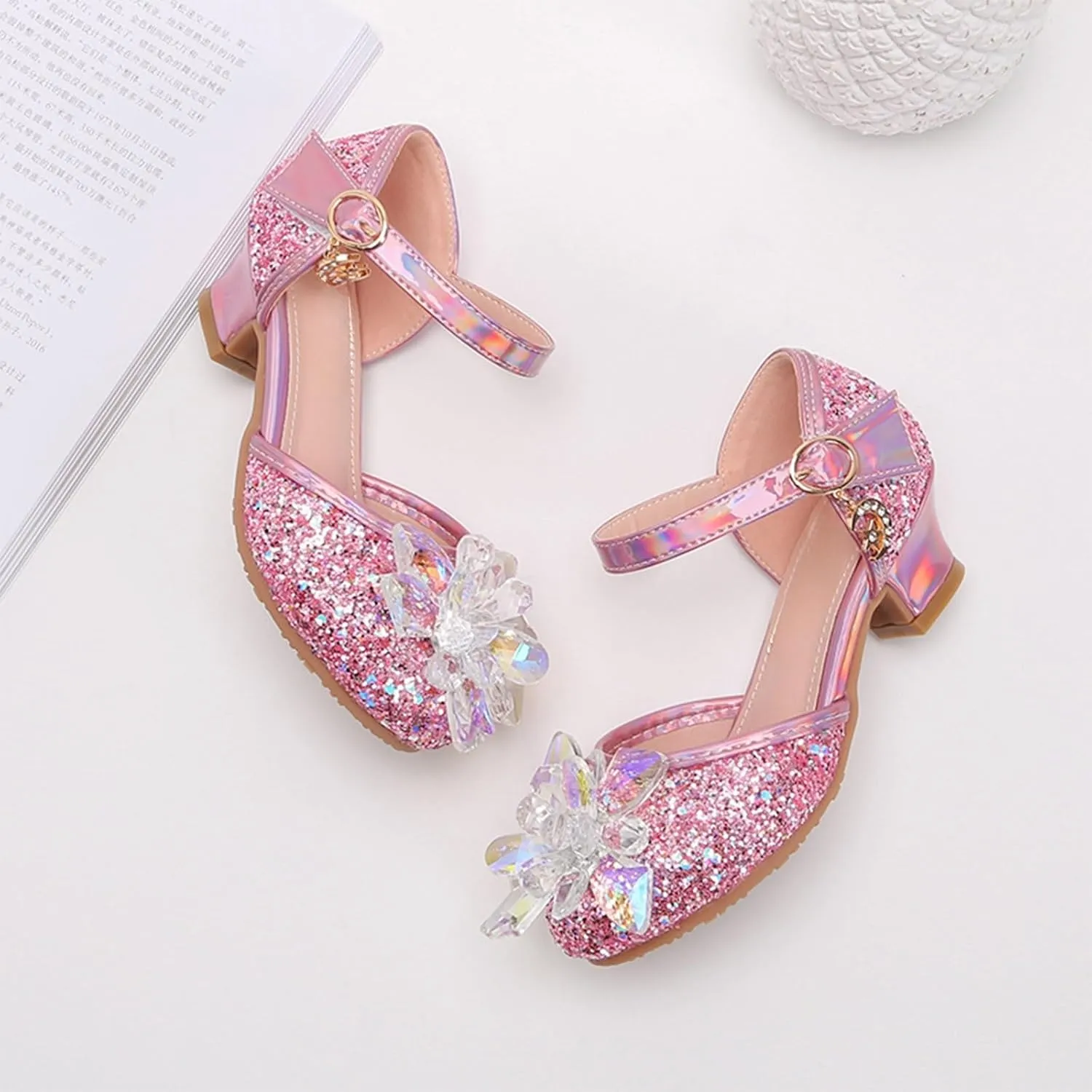 Comfortable Boys Kids Sandals Outdoor Shoes Baotou Princess Shoes Glass Flower Sequins Children's Performance High Heels Little Girl Sandals