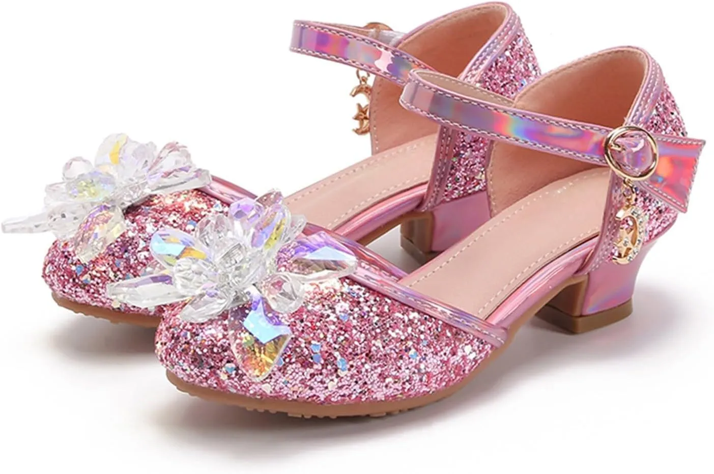 Comfortable Boys Kids Sandals Outdoor Shoes Baotou Princess Shoes Glass Flower Sequins Children's Performance High Heels Little Girl Sandals