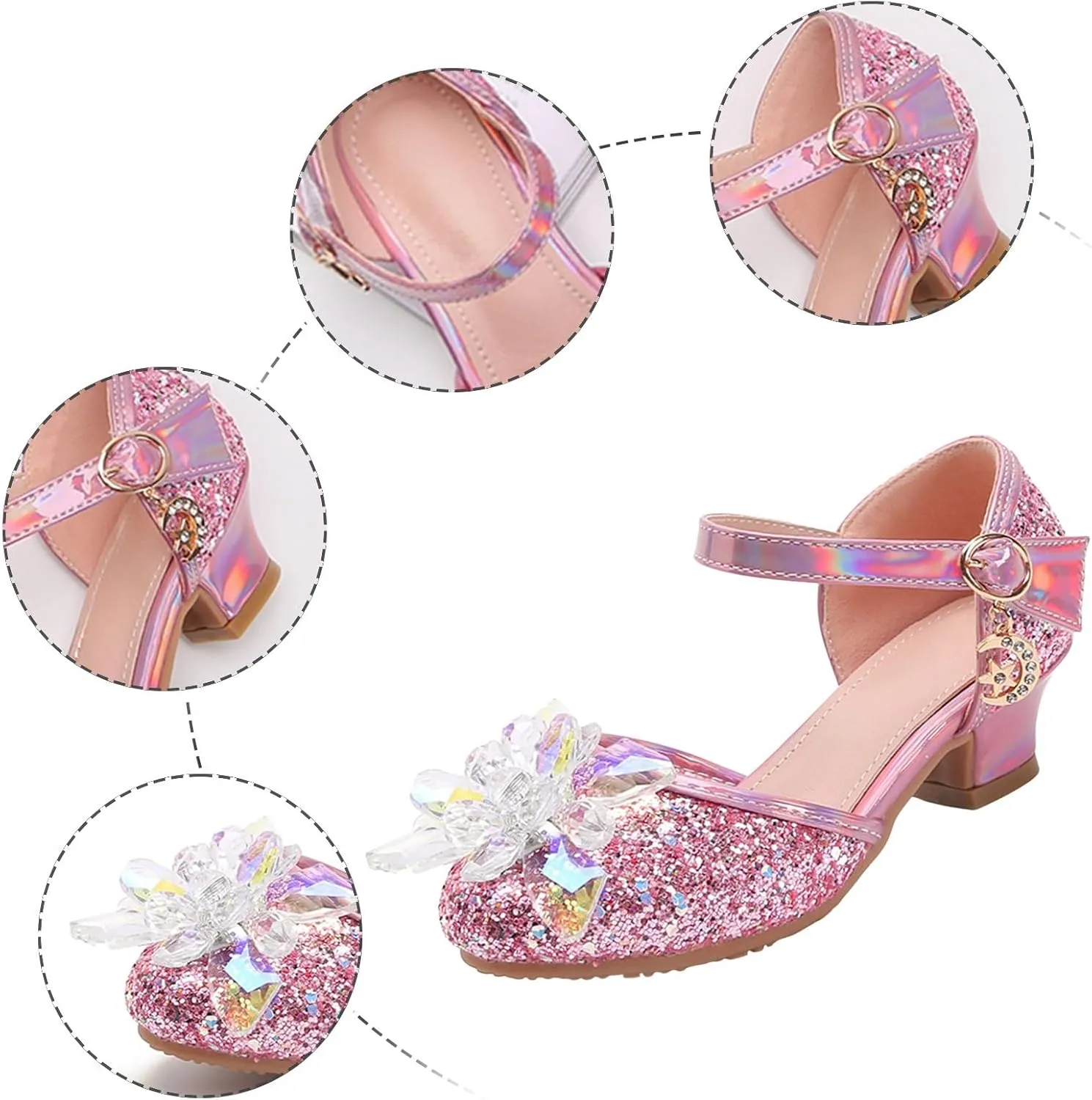 Comfortable Boys Kids Sandals Outdoor Shoes Baotou Princess Shoes Glass Flower Sequins Children's Performance High Heels Little Girl Sandals