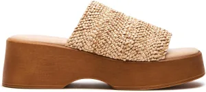 DOEYG Raffia Platform Slide Sandals for Women Comfortable Espadrille Wedge Sandals Cute Beach Summer Straw Sandals