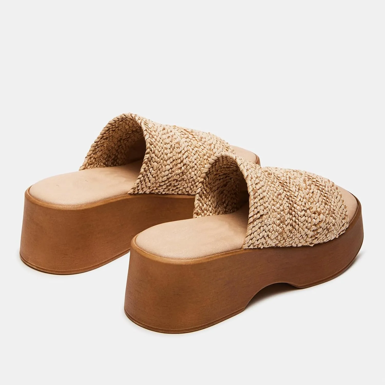 DOEYG Raffia Platform Slide Sandals for Women Comfortable Espadrille Wedge Sandals Cute Beach Summer Straw Sandals