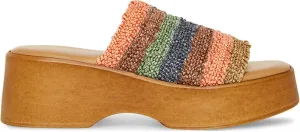 DOEYG Raffia Platform Slide Sandals for Women Comfortable Espadrille Wedge Sandals Cute Beach Summer Straw Sandals
