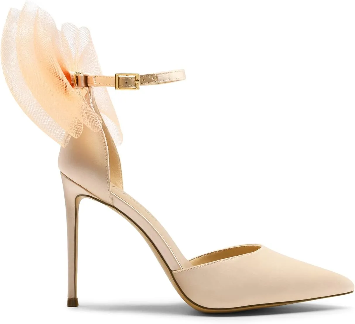 DREAM PAIRS Women's High Heels Strappy Closed Toe Stiletto Pointed Toe Mesh Bows Ankle Strap D'Orsay Sexy Dress Wedding Party Pumps Shoes