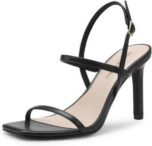 DREAM PAIRS Womens Slingback Heels High Stilettos Open Square Toe Ankle Strap Pumps Sexy Comfort Strappy Dress Shoes Wedding Bridal Heeled Sandals