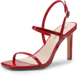 DREAM PAIRS Womens Slingback Heels High Stilettos Open Square Toe Ankle Strap Pumps Sexy Comfort Strappy Dress Shoes Wedding Bridal Heeled Sandals