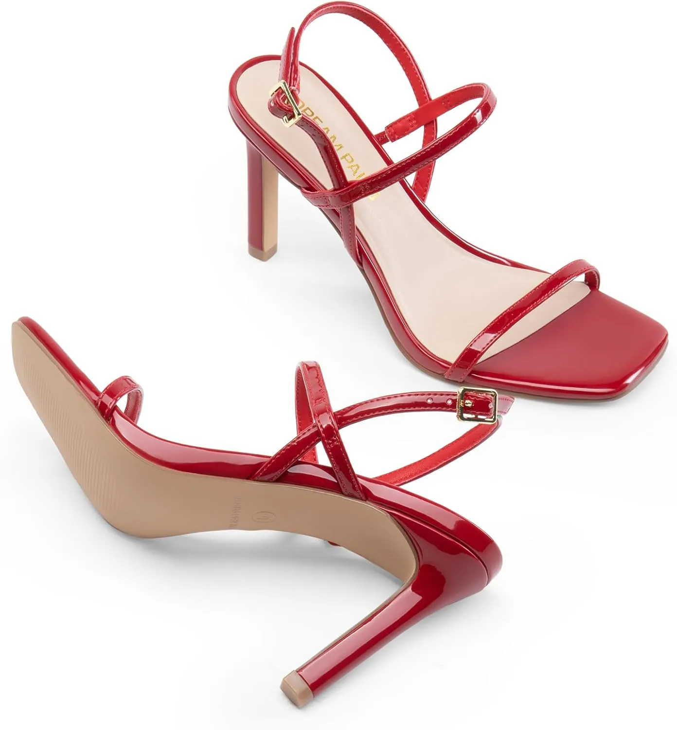 DREAM PAIRS Womens Slingback Heels High Stilettos Open Square Toe Ankle Strap Pumps Sexy Comfort Strappy Dress Shoes Wedding Bridal Heeled Sandals