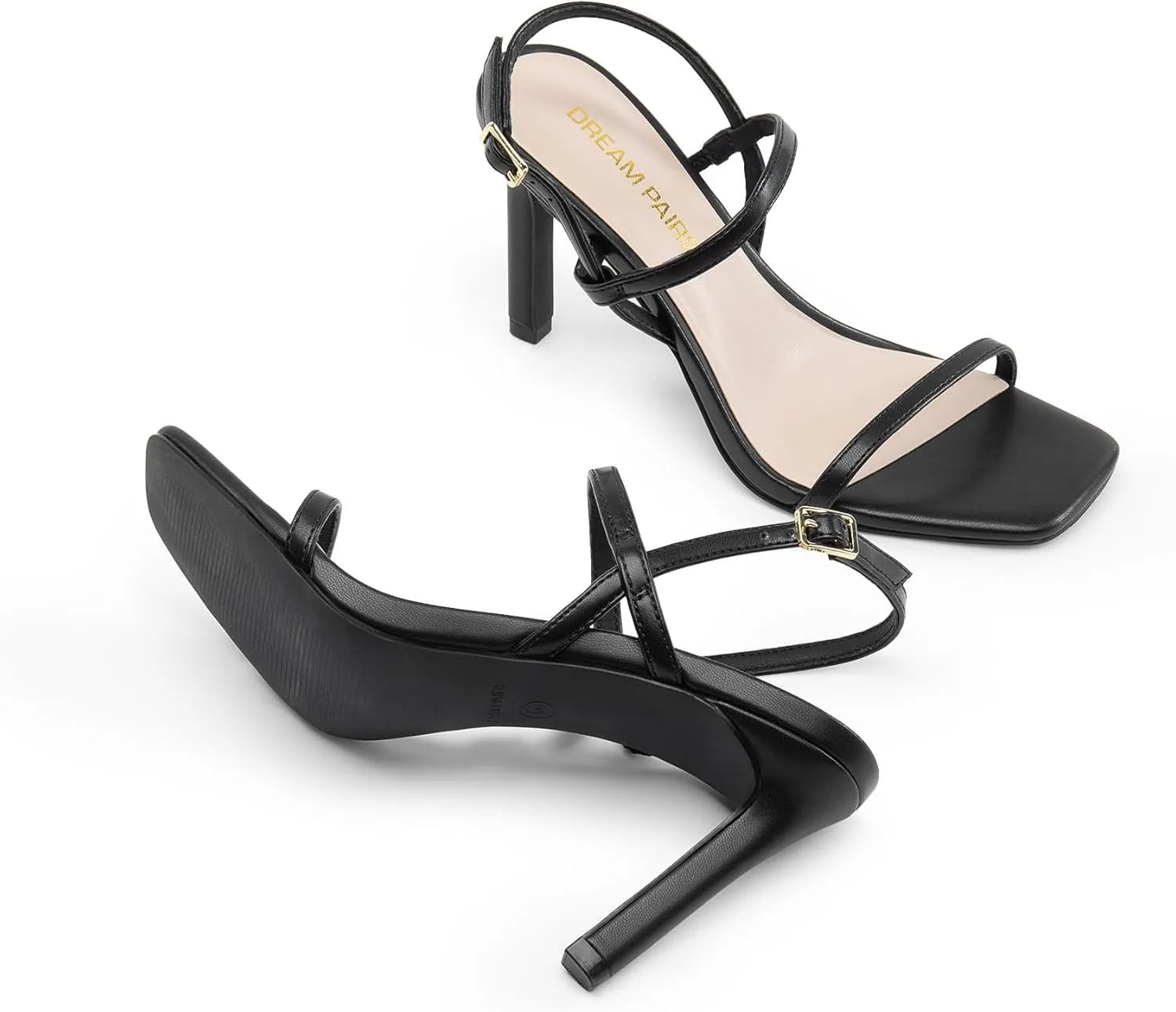 DREAM PAIRS Womens Slingback Heels High Stilettos Open Square Toe Ankle Strap Pumps Sexy Comfort Strappy Dress Shoes Wedding Bridal Heeled Sandals