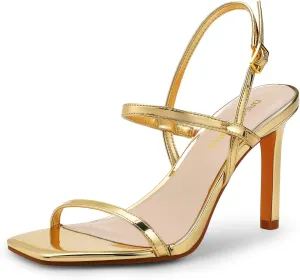 DREAM PAIRS Womens Slingback Heels High Stilettos Open Square Toe Ankle Strap Pumps Sexy Comfort Strappy Dress Shoes Wedding Bridal Heeled Sandals