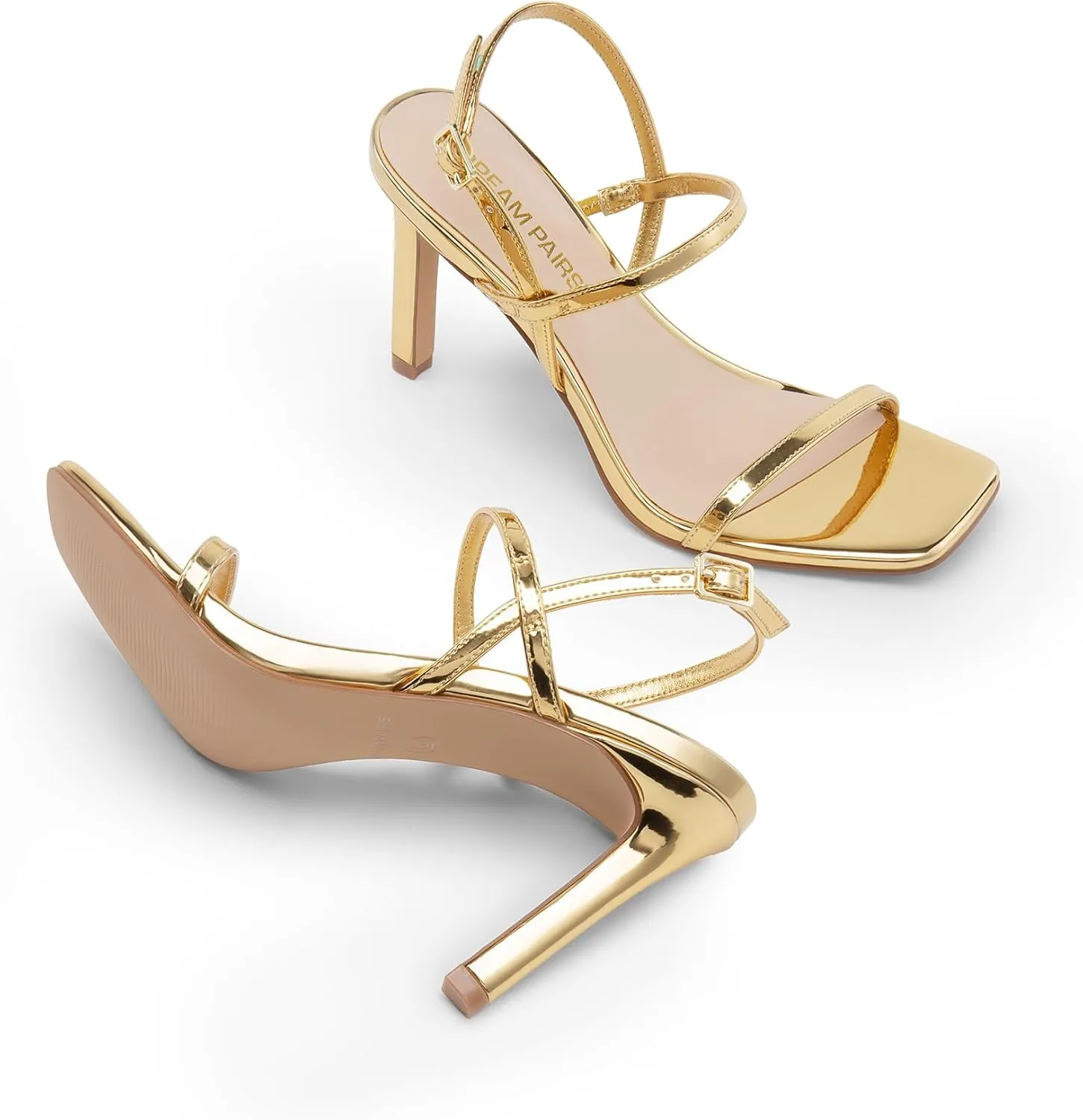 DREAM PAIRS Womens Slingback Heels High Stilettos Open Square Toe Ankle Strap Pumps Sexy Comfort Strappy Dress Shoes Wedding Bridal Heeled Sandals