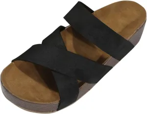 Espadrille Sandals for Women Open Toe Cork Platform Sandals Dressy Cross Strap Espadrille Heels, Comfortable Summer Beach Sandal Dress Shoes Casual Vacation