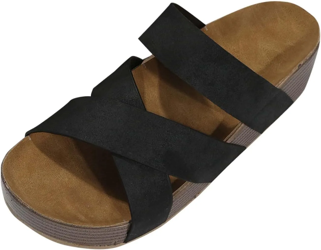 Espadrille Sandals for Women Open Toe Cork Platform Sandals Dressy Cross Strap Espadrille Heels, Comfortable Summer Beach Sandal Dress Shoes Casual Vacation