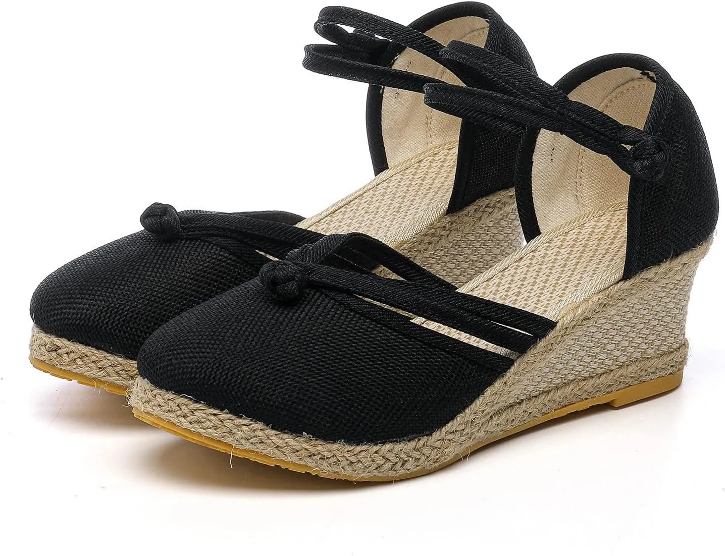 Espadrilles Wedges for Women Closed Toe Ankle Strap Slingback Summer Casual Platform Sandals Comfortable Breathable Lightweight Bohemian Low Heel Wedge Sandals Travel Walking Wedding Espadrille Sandal