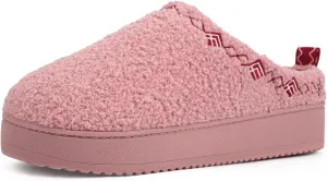FamilyFairy Women's Slippers with Fuzzy Curly Fur Platform House Shoes Slip on Bedroom Indoor Outdoor