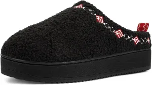 FamilyFairy Women's Slippers with Fuzzy Curly Fur Platform House Shoes Slip on Bedroom Indoor Outdoor