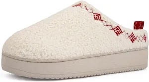 FamilyFairy Women's Slippers with Fuzzy Curly Fur Platform House Shoes Slip on Bedroom Indoor Outdoor