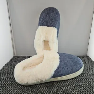 Faux Fur Knit Slippers For Women Deep Sea Blue Size 7-8