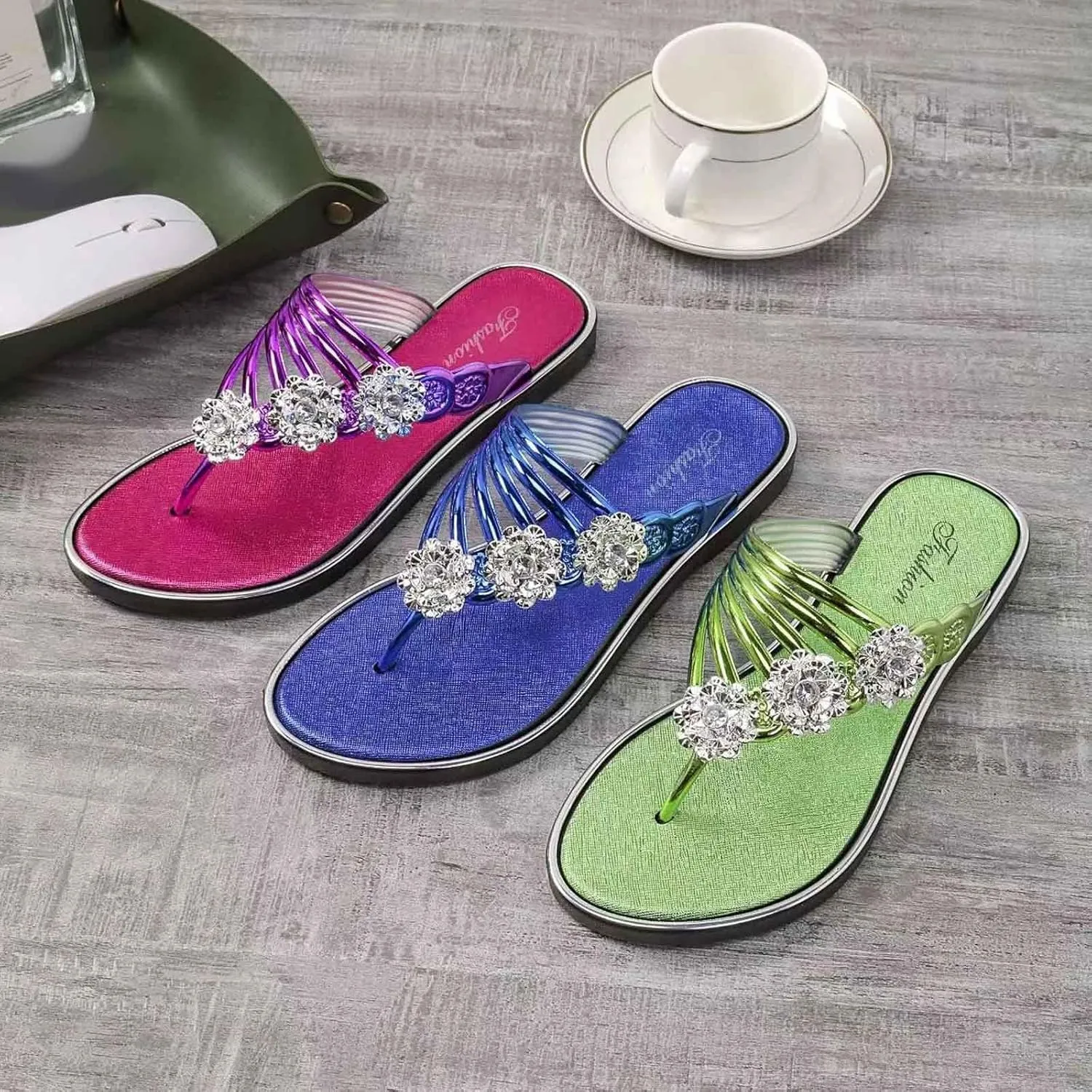 Flip Flops Dressy Summer Flat Silver Black Wedding Glitter Stripe Sandals Women Slippers for Hardwood Floors