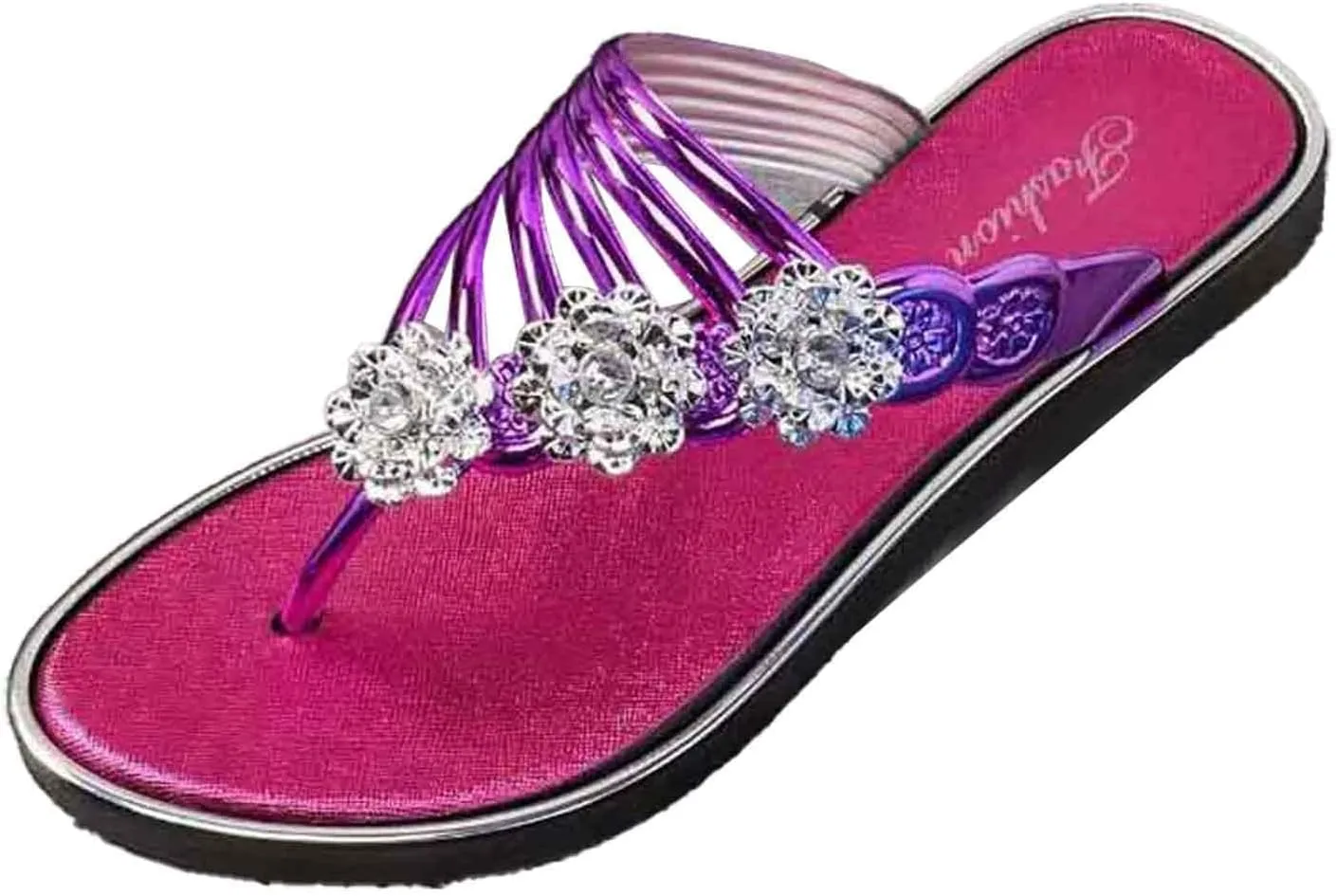 Flip Flops Dressy Summer Flat Silver Black Wedding Glitter Stripe Sandals Women Slippers for Hardwood Floors