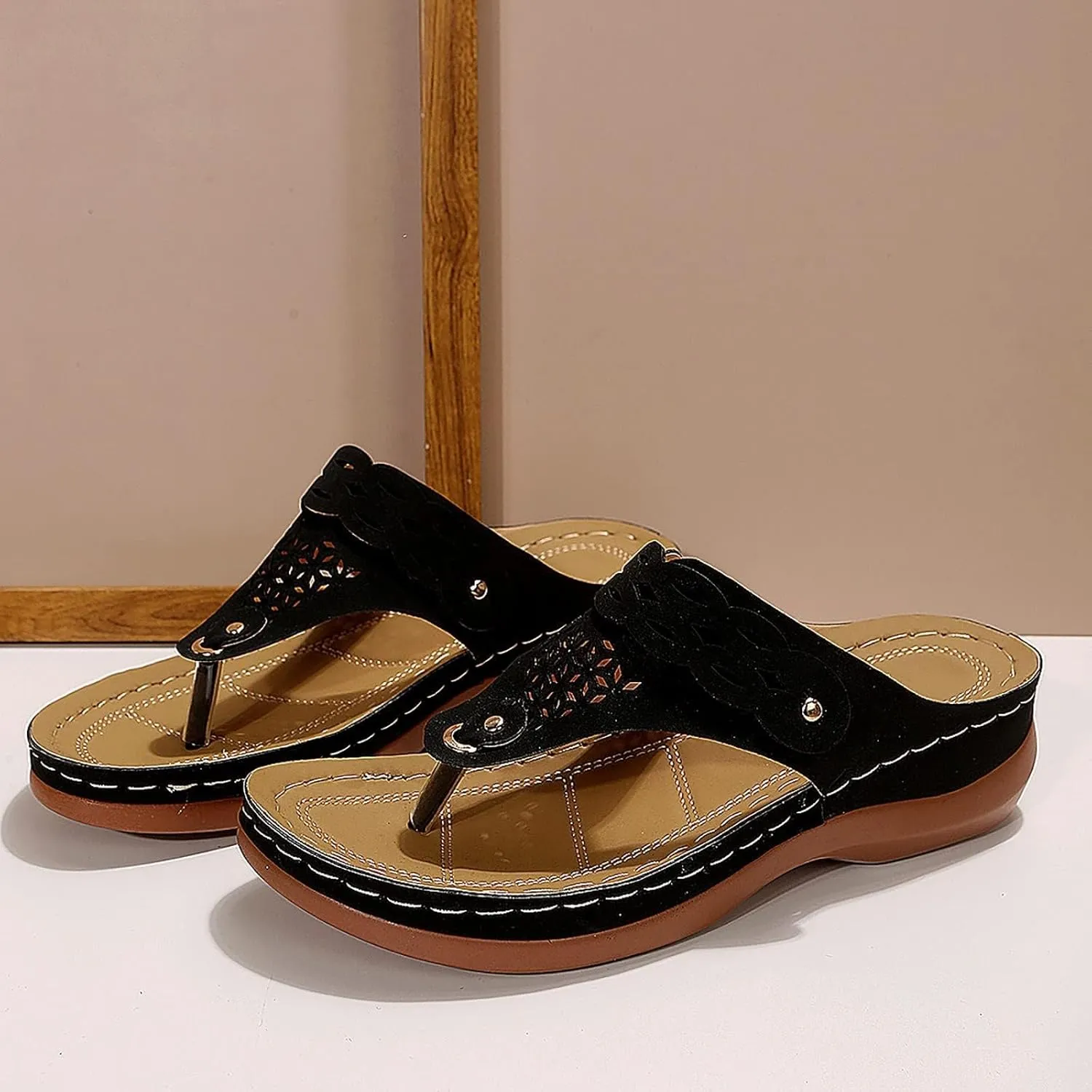 Flip Flops for Women Orthopedic Sandals with Arch Support Comfortable Walking Shoes Summer Dressy Sandal Arch Support Wedge Summer Slip on Thong Sandals Casual Trendy Flip Flops 2025