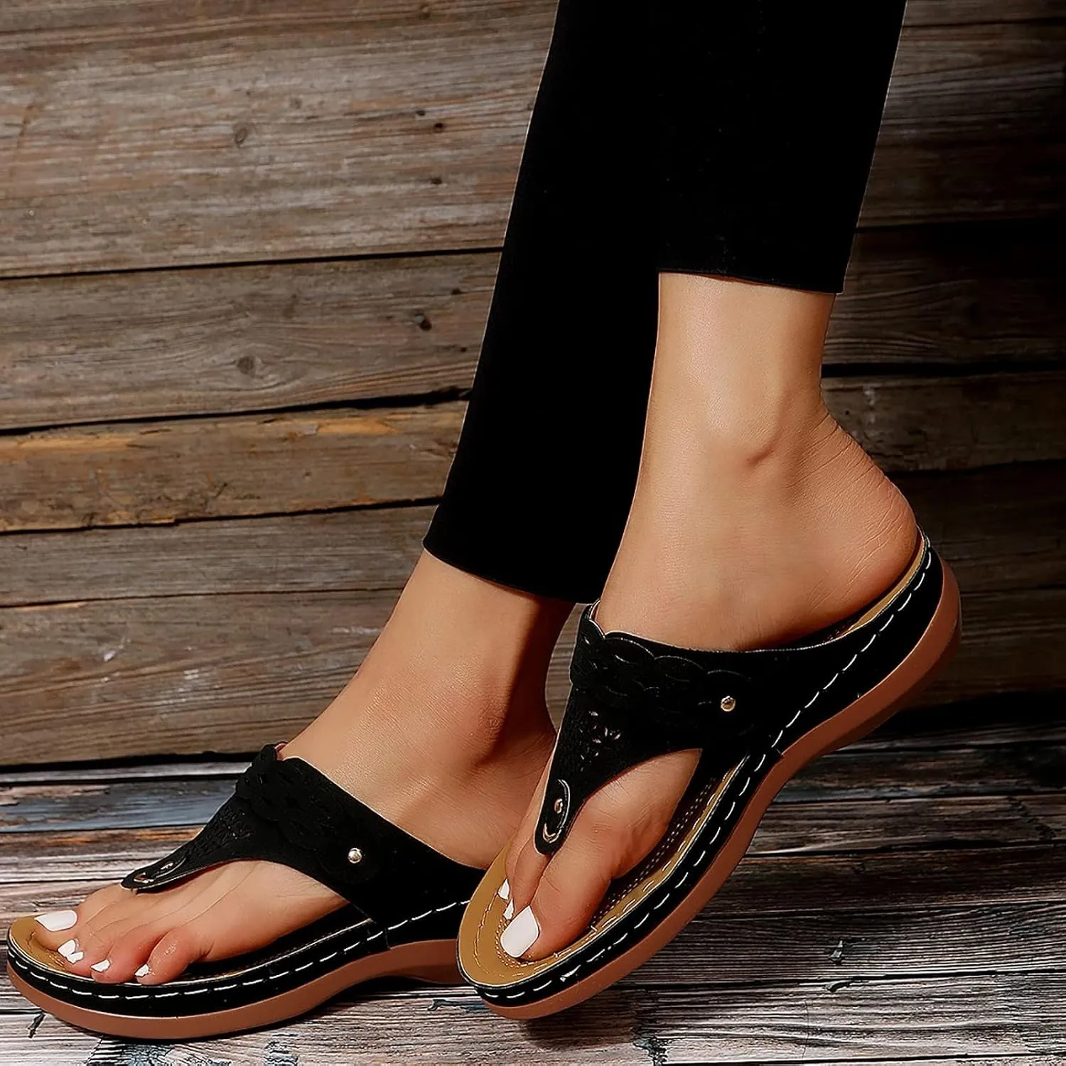 Flip Flops for Women Orthopedic Sandals with Arch Support Comfortable Walking Shoes Summer Dressy Sandal Arch Support Wedge Summer Slip on Thong Sandals Casual Trendy Flip Flops 2025
