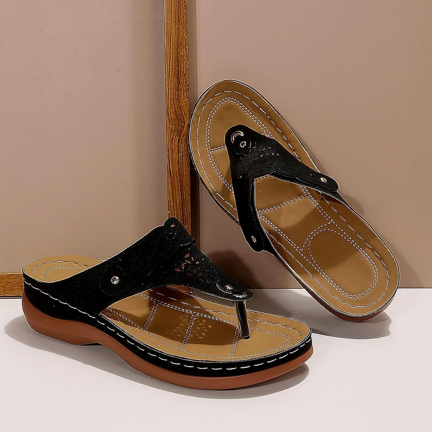 Flip Flops for Women Orthopedic Sandals with Arch Support Comfortable Walking Shoes Summer Dressy Sandal Arch Support Wedge Summer Slip on Thong Sandals Casual Trendy Flip Flops 2025