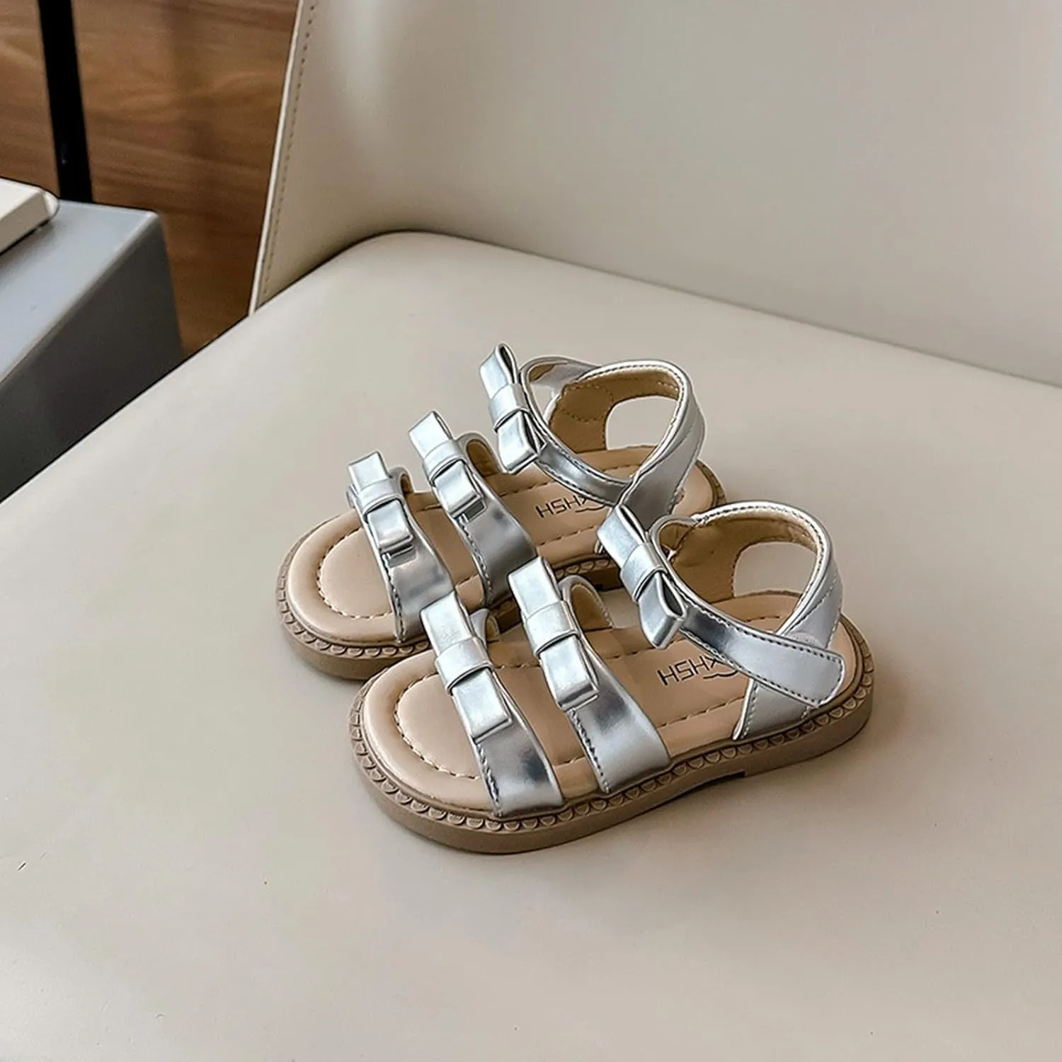 Girls Comfortable Sandals Summer New Childrens Bow Soft Bottom Shoes Girl Sandals Size 1 Size 1 Girls