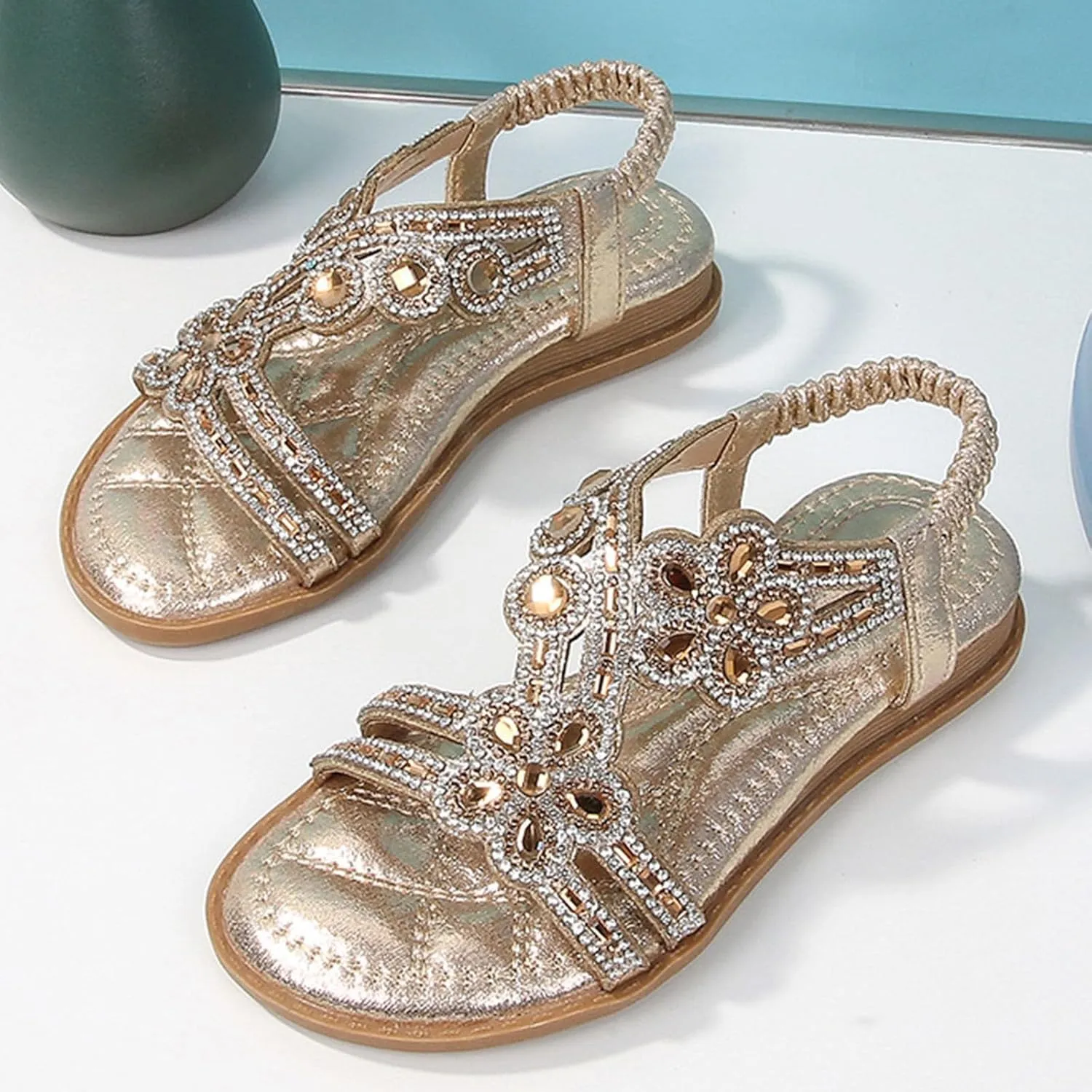 Girls Glitter Beach Shoes Shoes Flat Summer Glitter Boho Comfortable Sandals with Girls Size 3 Sandals