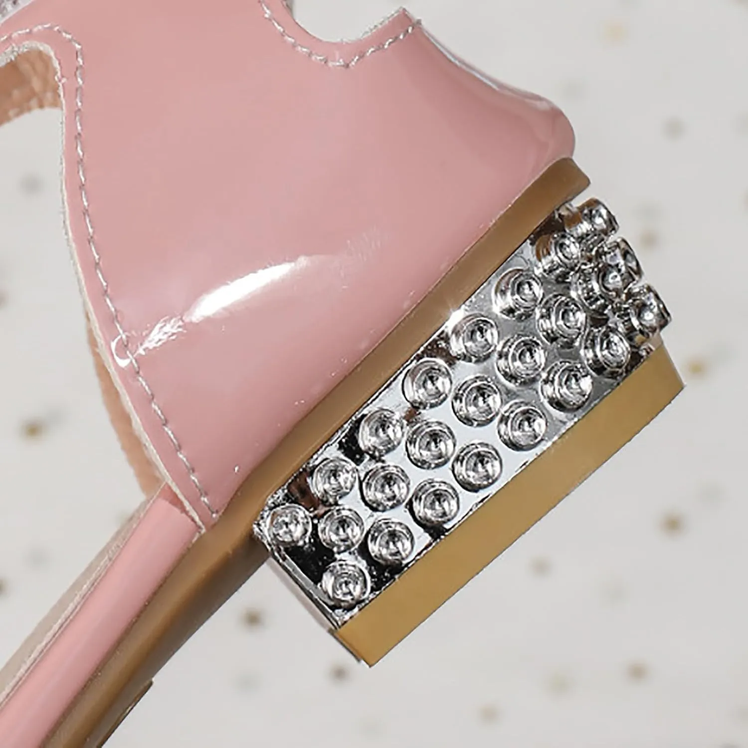 Girls Sandals Comfortable Non Slip Pearl Rhinestone Heel Sandals Fairy Thick Heel White Girls Sandal