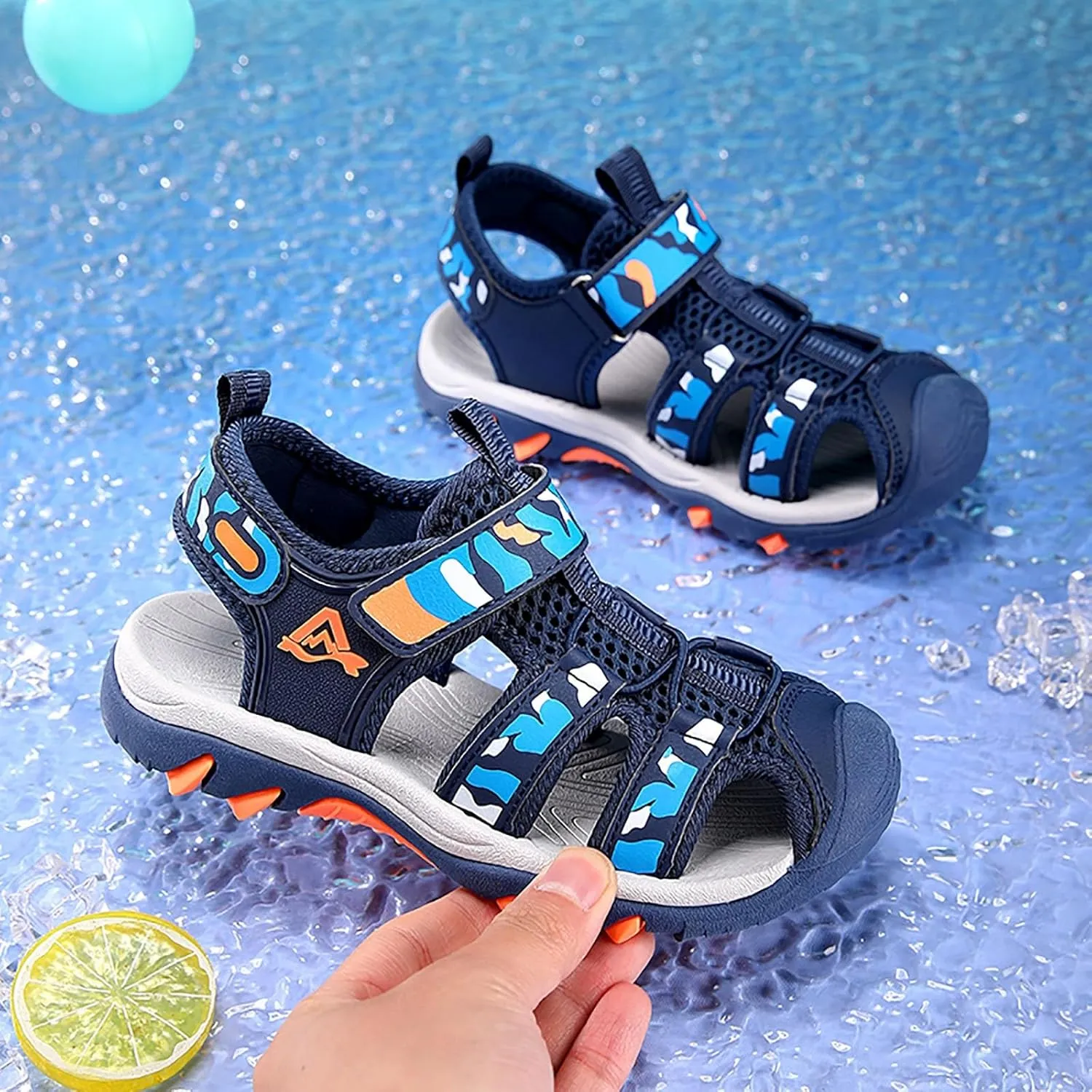 Girls Sandals Low Heel Boy Shoes Comfortable Soft Sole Closed Toe Sandals Fashionable Thick Sole Beach