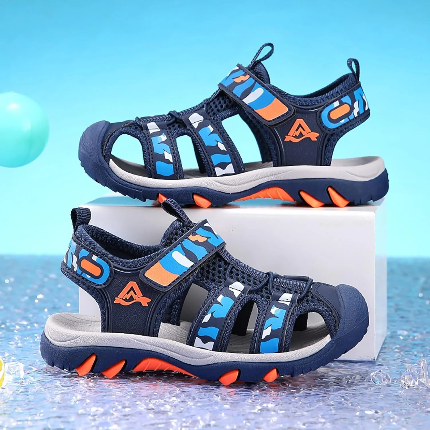 Girls Sandals Low Heel Boy Shoes Comfortable Soft Sole Closed Toe Sandals Fashionable Thick Sole Beach