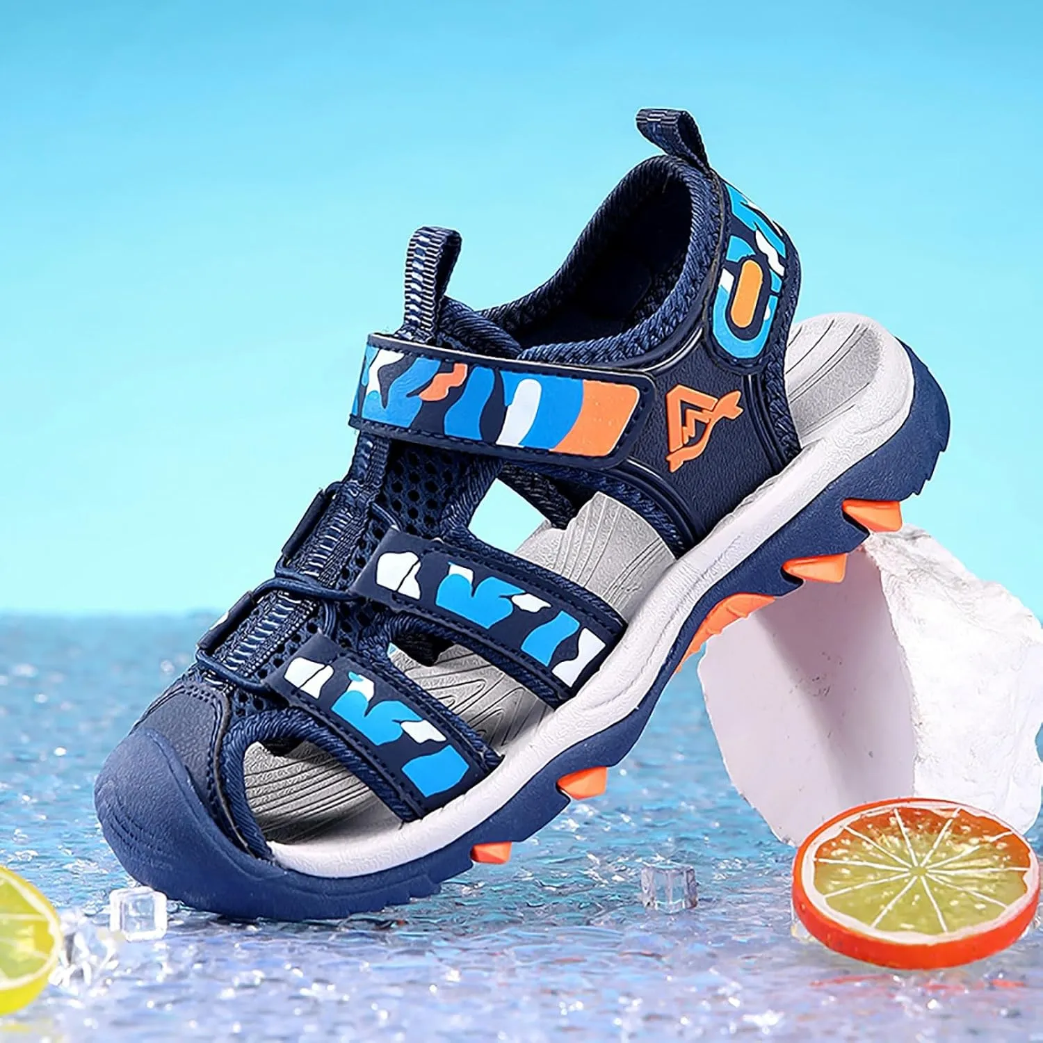 Girls Sandals Low Heel Boy Shoes Comfortable Soft Sole Closed Toe Sandals Fashionable Thick Sole Beach