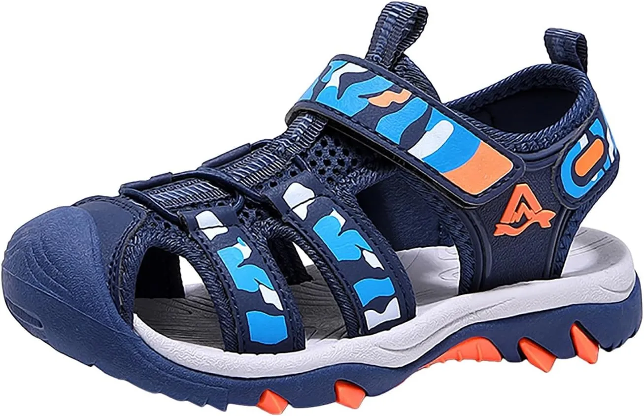 Girls Sandals Low Heel Boy Shoes Comfortable Soft Sole Closed Toe Sandals Fashionable Thick Sole Beach