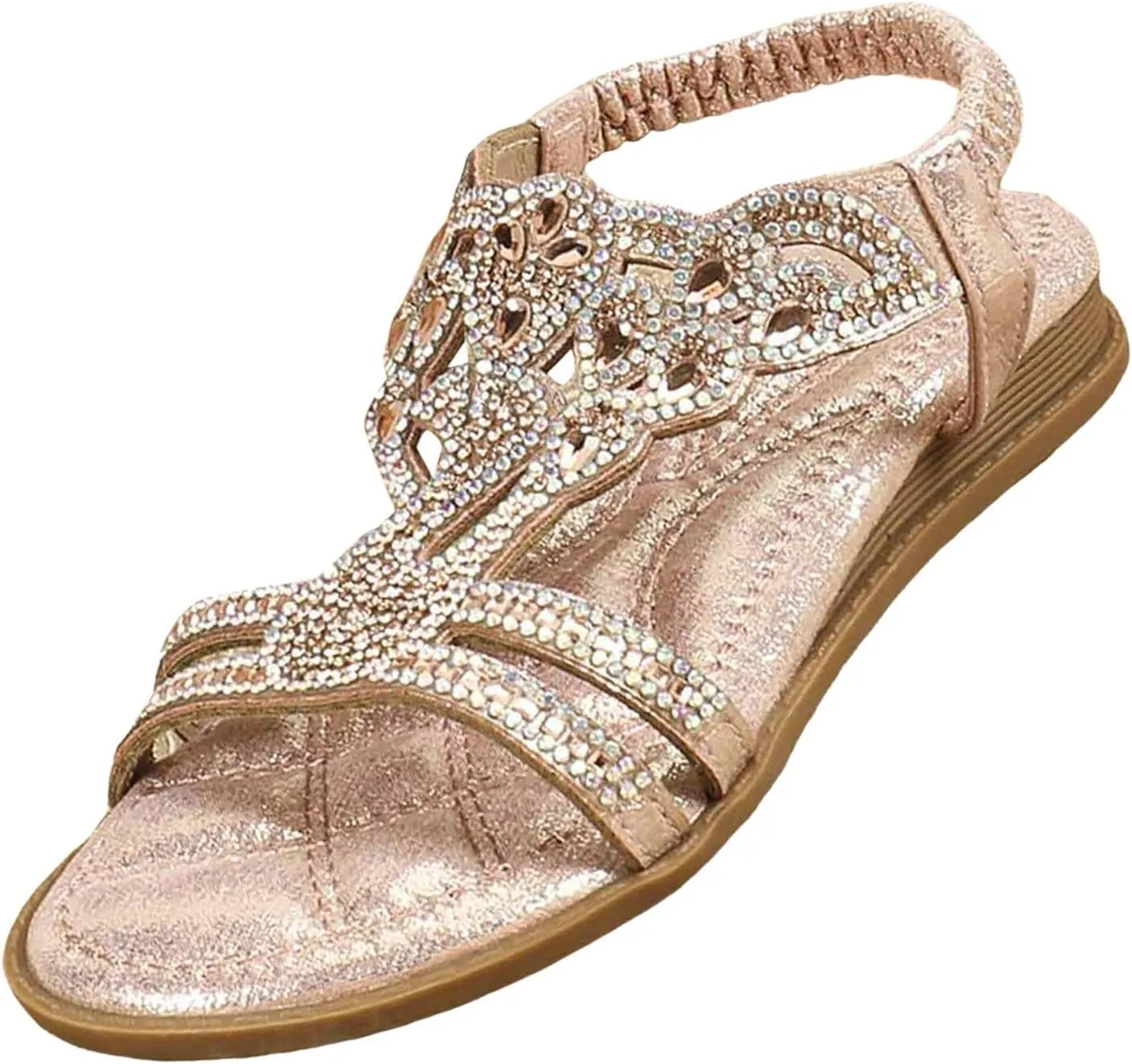 Girls Sandals Low Heel Girls Glitter Beach Shoes Shoes Flat Summer Glitter Boho Comfortable Sandals With Rhinestones
